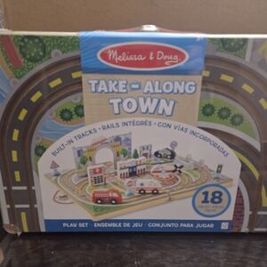 Melissa & Doug Take-Along Town Play Set with Red and Blue Accents